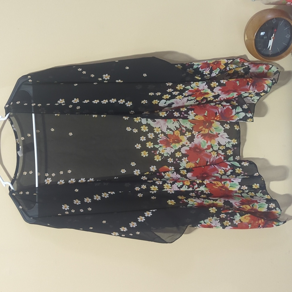 Interi Floral Kimono Coverup Shawl OSFM
